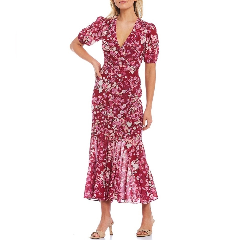 Sachin & Babi x Dillards Erin Purple Floral Midi Dress NEW Size